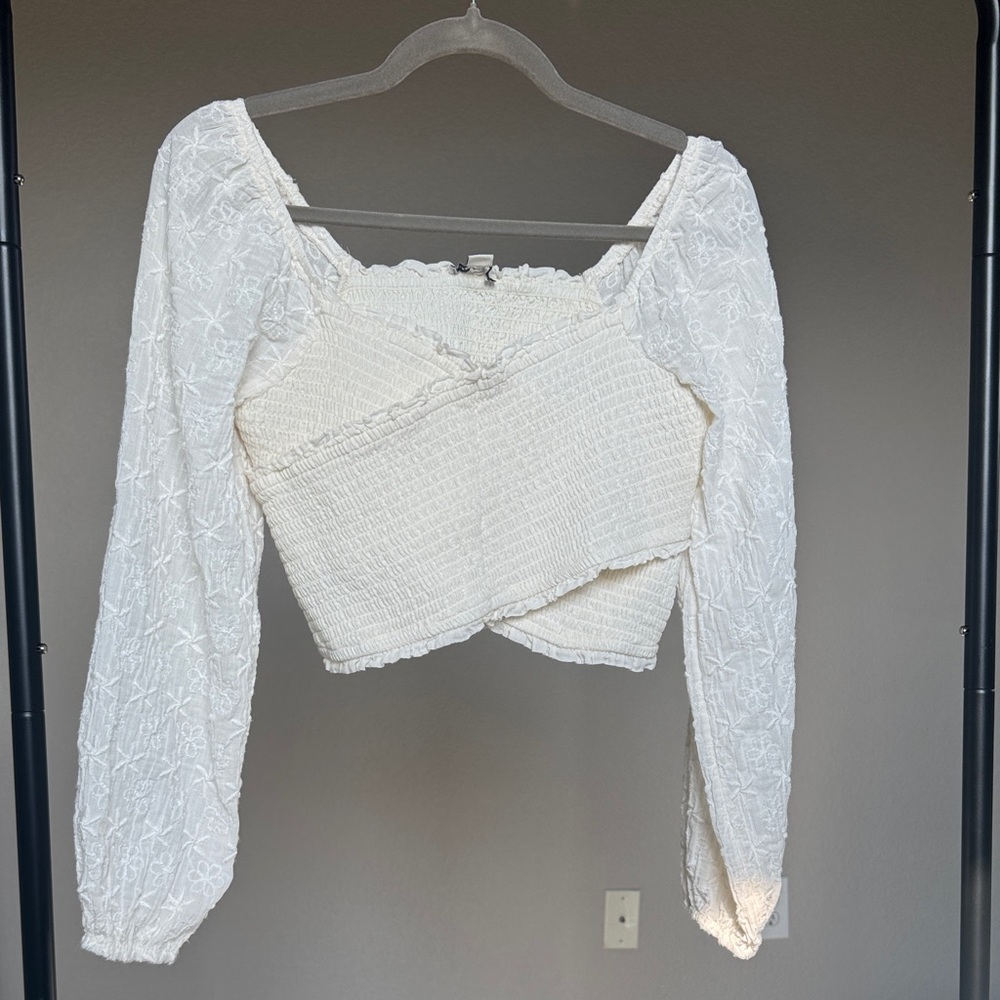 White Smocked Women's Top